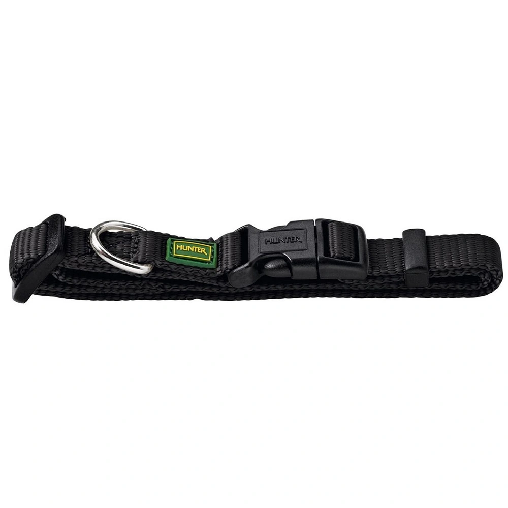 Hunter Vario Basic Halsbånd Sort M 30-45 cm - Ekstra bredt og komfortabelt halsbånd